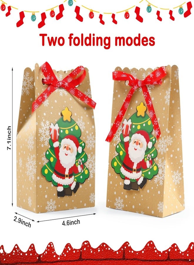 BBPOOL 12pcs Christmas Kraft Treat Bags Goody Bag 6 Designs Christmas Goodie Bags for Party Supplies Small Gift Packing - Image 3